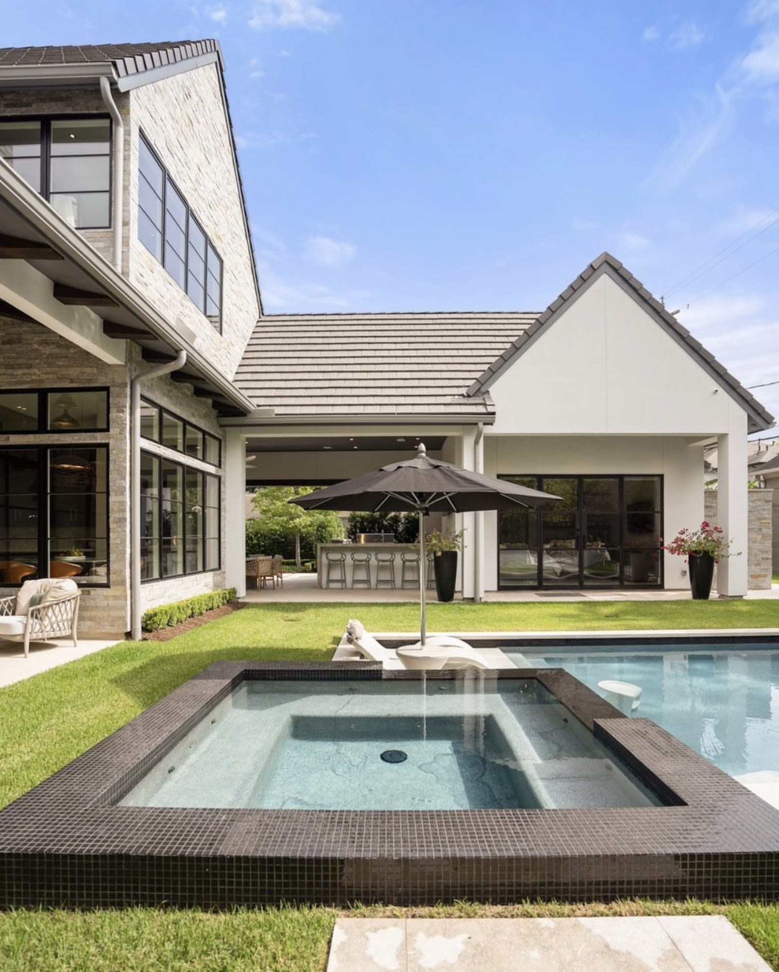 Completed modern custom home in Houston